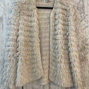 Vintage Hand-Crocheted Fringe Jacket In White - image 1